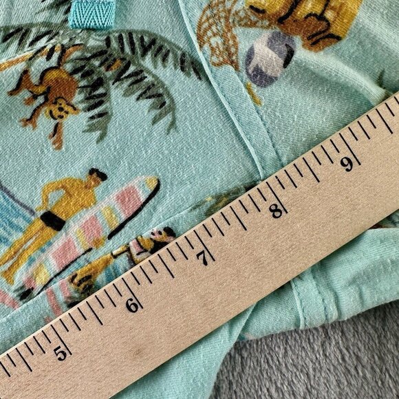 NICK & NORA Flannel Pajama Shorts Men’s Med Aqua Blue Hawaii Toucan Hula Surfer - Picture 7 of 16